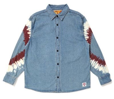 CHALLENGER / L/S TIE DYE SLEEVE DENIM SHIRT