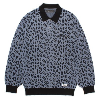 WACKO MARIA / LEOPARD JACQUARD KNIT POLO SHIRT