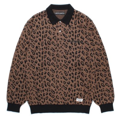 WACKO MARIA / LEOPARD JACQUARD KNIT POLO SHIRT