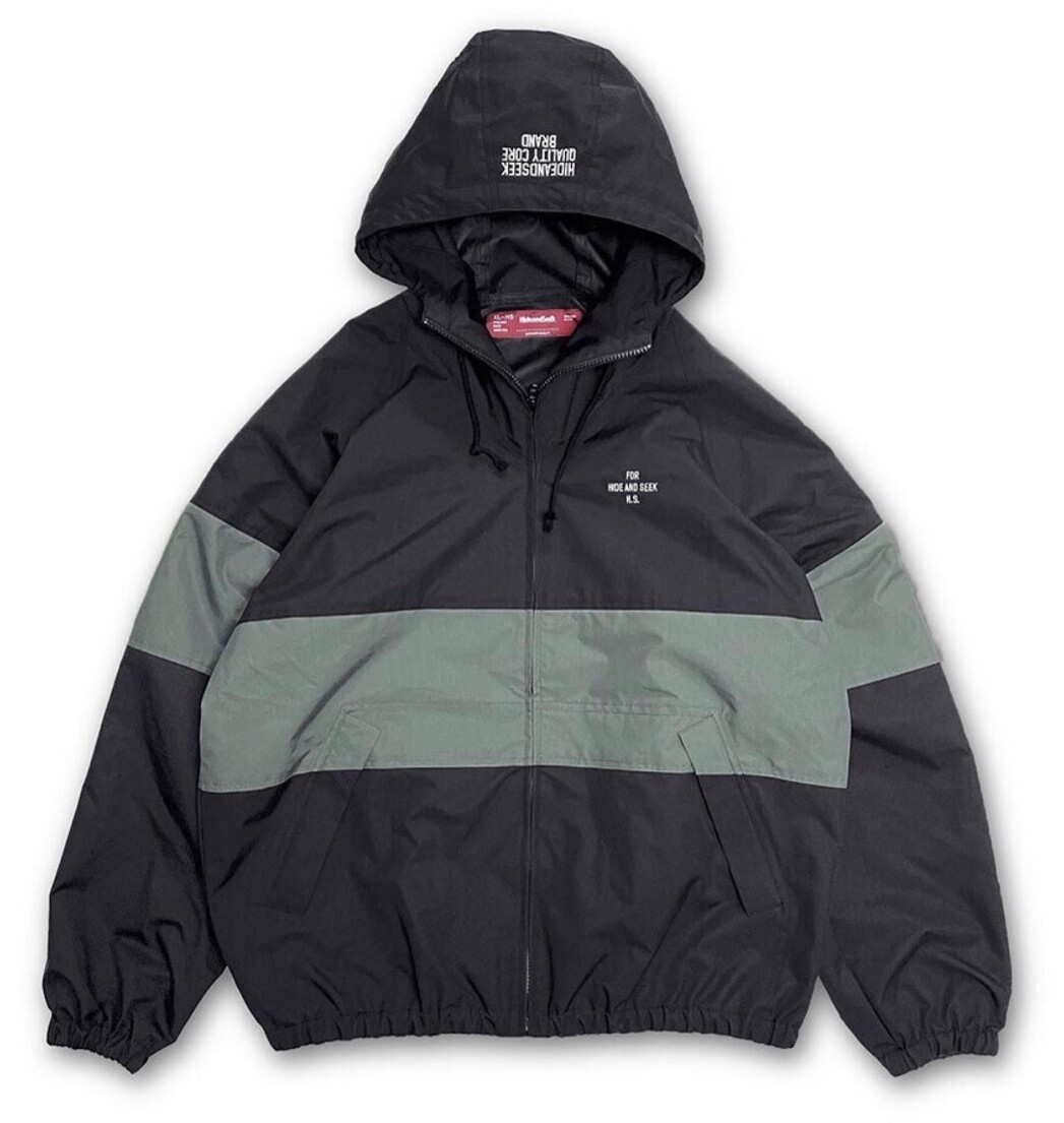 HIDEANDSEEK nylon zip jacket L black-